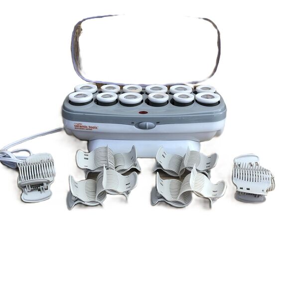 Conair Pro Ceramic Tools Porcelain Series Flocked 12 Hot Rollers + Clips CHV14 - Picture 1 of 6